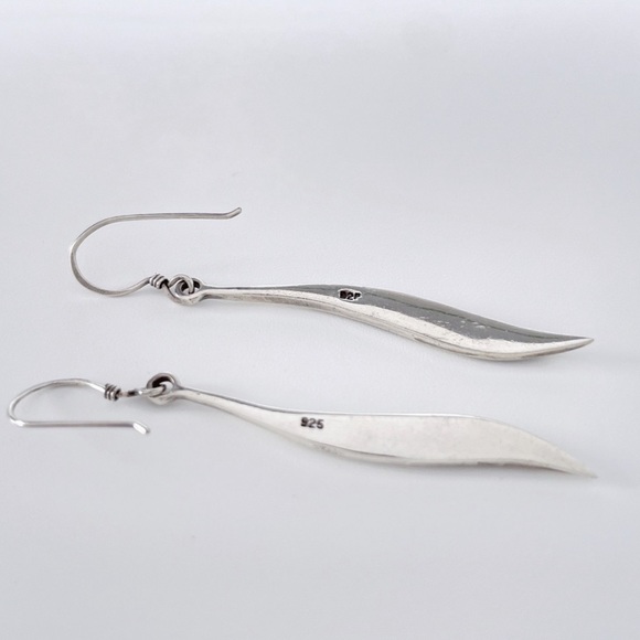 Silver Abalone Paua Shell Wave Drop Earrings Sterling 925 - Picture 2 of 3